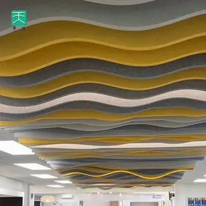 Tiange Suspended Polyester Acoustic Board Decorative Baffle PET Sound Proofing Insulation Fabric Ceiling Acoustic Panels