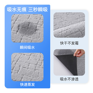 Tapis de salle de bain rectangulaire noir en polaire Kabe, absorbant, design minimaliste, pour les toilettes et le sol de la salle de bain - Product Image 5
