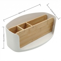 Organisateur de bureau en fibre de bambou écologique, boîte de rangement gain de place, étui de papeterie durable, plateau de rangement pour maquillage à domicile