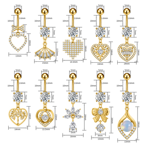 <span class=keywords><strong>Piercing</strong></span> para el ombligo de acero inoxidable de 14G, joyería Sexy con corazón, Anillo para el ombligo con circón, chapado en oro, regalo de joyería para el cuerpo - Product Image 3
