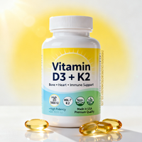 Capsules de vitamine D3 K2 B12 végétaliennes 10000 UI Formule naturelle Sans additifs artificiels Capsules de vitamine D3 K2 haute puissance