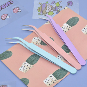Eyelash tweezers, mochi tweezers, candy-colored journaling <b>tools</b>, DIY <b>craft</b> supplies, card holder clips, curved and straight - Product Image 1