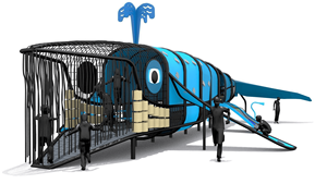 Équipement de terrain de jeux extérieur sur le thème des baleines, structure de jeu multi-activités en forme d'animaux marins <span class=keywords><strong>avec</strong></span> toboggan et structure d'escalade pour les parcs de villégiature - Product Image 4