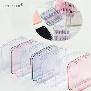 Maniküre Staub dichte Nagels pitzen Aufbewahrung behälter Schmuck Transparent Pink Tray Display Boxen Drücken Sie auf Nagel verpackungs box