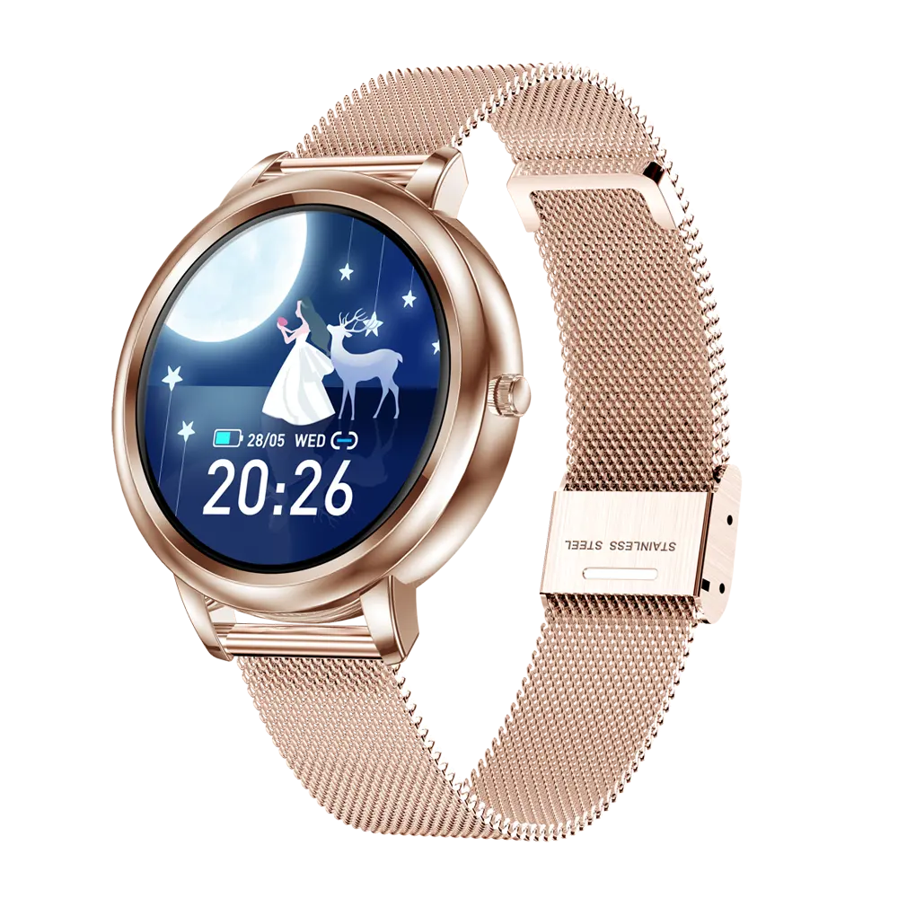 MK20 akıllı saat kadın Android IOS telefon için su geçirmez nabız Tracker kan basıncı oksijen spor Smartwatch durumda