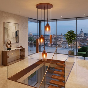 Wholesale Copper Color Modern Hanging Chandelier 5-Light Design with <strong>Spotlights</strong> for <strong>Kitchen</strong>, <strong>Bar</strong>, Retail Store Decoration - Product Image 3