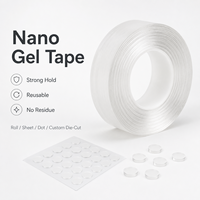 Cinta Adhesiva de Gel Nano de Doble Cara Transparente, Lavable, Reutilizable, de Alta Resistencia, para Montaje en Pared, 2mm 3mm 3m