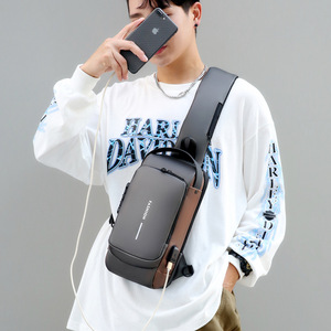 Échantillon gratuit Sac de poitrine antivol imperméable personnalisé avec logo Sac bandoulière pour homme Sac bandoulière pour homme - Product Image 2