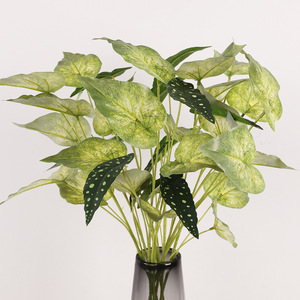 Plantas Verdes Artificiales con Hojas de Begonia, Alta Simulación, Decoración de Escritorio Interior, Alambre de Plástico QH 57076 - Product Image 1