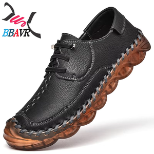 Zapatos Casuales de Hombre de Talla Grande, Zapatos de Cuero Cosidos a Mano, Estilo Retro, para Exteriores - Product Image 3