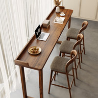 Table de bar rectangulaire commerciale en bois massif couleur noyer, idéale pour balcon, longue table étroite pour café, combinaison table haute et chaises