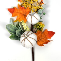 Tige florale artificielle faite à la main pour la décoration d'automne, couronne de Thanksgiving, centre de table, décoration intérieure en soie, vente en gros
