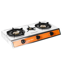 Cuisinière à gaz GPL 3 brûleurs avec panneau supérieur en acier inoxydable et brûleurs en acier