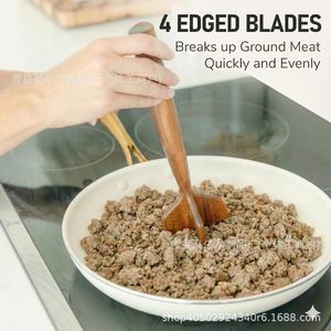 Wooden <b>Meat</b> <b>Grinder</b> Solid Wood Long Handle Cooking Tool For Ground <b>Meat</b> Preparation - Product Image 4