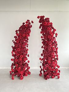 Premium professionale di lusso rosso rosa floreale corno sfondo arco artificiale fiore per festa di nozze evento decorazione - Product Image 5