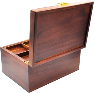 Wood <b>Keepsake</b> Chest Wooden Storage <b>Box</b> with Hinged Lid Wooden <b>Box</b> with Hinged Lid Acacia Wood with Adjustable Tray - Product Image 4