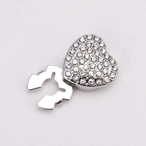 カスタムクリスタルボタンカバー、ファブリックハート型ラインストーンカフスボタン、レディースアパレル、亜鉛合金シャンクメッキ、ドライRHブランド - Product Image 4