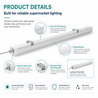 Luminaire Tri-Proof Premium à Faible Éblouissement, Classement IP65, 20-60W, Garantie 5 Ans, Éclairage pour Rayonnages de Supermarchés Européens, Allées et Caisses, IRC80