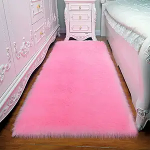 Imitasi Kulit Domba Karpet Ubin Mbx Matras Bulu Halus Bohemian Karpet dan Permadani untuk Ruang Tamu Meowth Mewah Kaydon Realislim