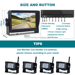 Hệ Thống Camera Không Dây Kỹ Thuật Số 9-36V 2.4G Tầm Nhìn Ban Đêm Hồng Ngoại 3CH 7 ''Dễ Lắp Đặt Cho An Ninh Xe Tải Lớn - Product Image 2