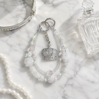 Pendentif de luxe en strass en forme de couronne royale, accessoires de perles de cristal pour la fabrication de bijoux, chaînes de téléphone DIY et sacs, vente en gros