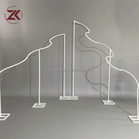 ZKAI Royal White Curtain Double S Wave Metal Backdrop Stand untuk Latar Belakang Acara Pernikahan dan Pesta di Luar Ruangan