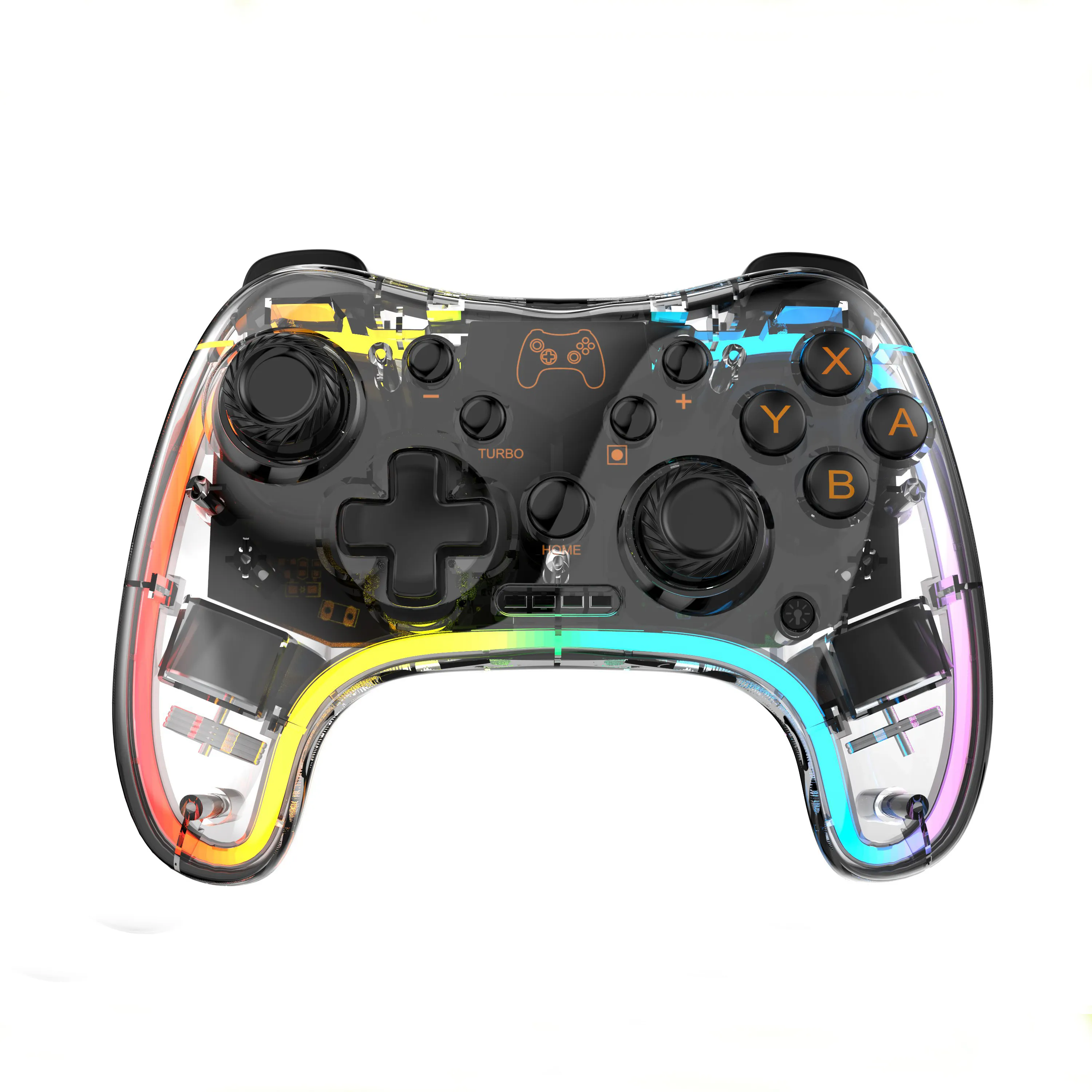 Untuk Beralih Permainan Menangani Neon RGB Cahaya Warna-warni Permainan Joystick Controller untuk Beralih Pro OLED Wireless Gamepad 6 Axis Sensor