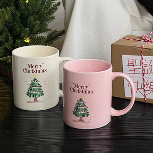 Creative Pink Christmas Tree Cafe Mug Xmas Winter Ceramic Tea Cup Coffee Mug - Product Image 1