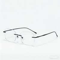 Lunettes sans monture en titane avec logo personnalisé, lunettes optiques unisexes de créateur, lunettes rétro anti-lumière bleue, monture en métal