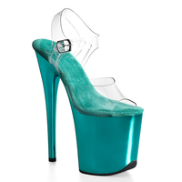 Chaussures de danse à bride cheville en PVC pour femme, talon fin électroplaqué de 20 cm, bout ouvert, couvercle transparent, semelle rehaussée, sexy et tendance