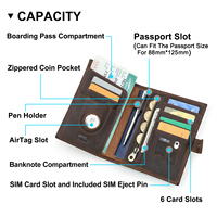 Dompet Kulit Asli Crazy Horse Vintage Tipis Khusus RFID dengan Penutup, Slot Airtag, Minimalis All-in-1 untuk Perjalanan