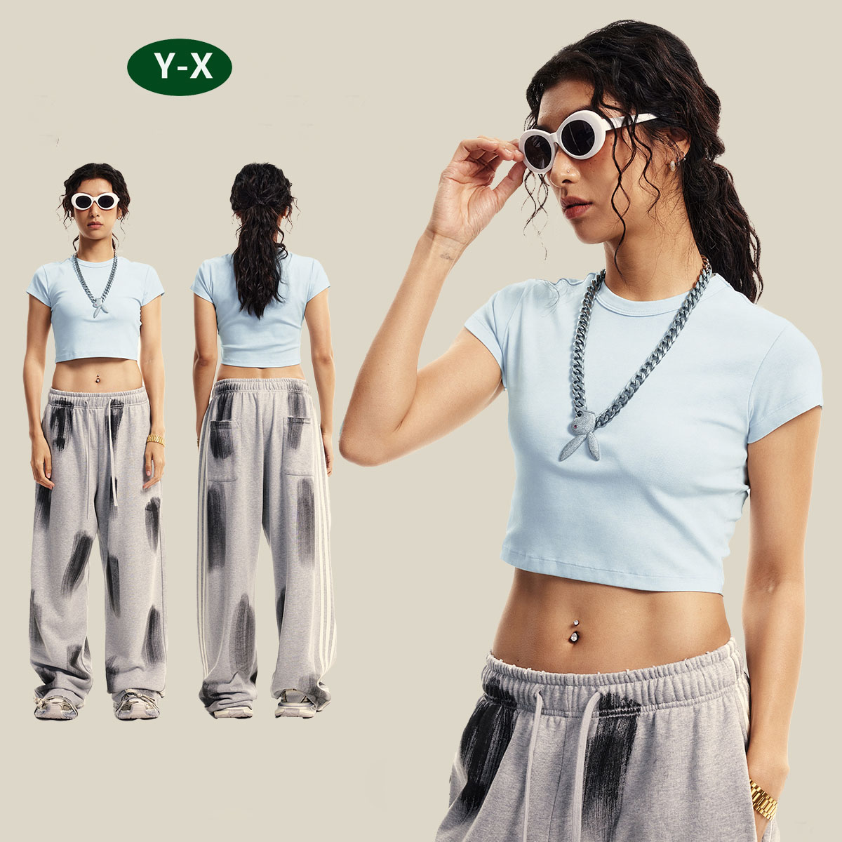 Y-X Hot Sale Slim Fit Summer Casual Round Neck Crop Top Custom logo Fitted Girls Women Baby Tees Tops T-shirts