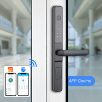 Poignée de porte intelligente TUYA/TTlock avec serrure WiFi, application, empreinte digitale, biométrique pour usage domestique, étanche avec fonctions de mot de passe et de code