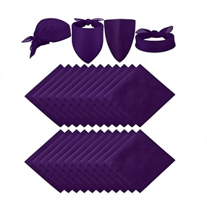 Bandanas carrés de couleur unie violette, foulards multifonctionnels en coton, utilisation décontractée quatre saisons - Product Image 1