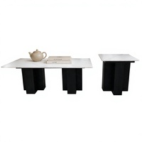 Ensemble de tables basses modernes en pierre frittée, 2 pièces, aspect marbre, 120x60x40cm, meubles de salon imbriqués