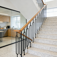 Rampe d'escalier en fer forgé décorative d'intérieur, design moderne, haute qualité, creuse, noir mat, installation facile, pour appartement