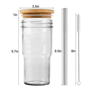 Vasos de Vidrio Reutilizables DD1099 para Té de Burbujas, Smoothies y Batidos, con Tapa, Boca Ancha, Tipo Mason Jar, Venta al Por Mayor - Product Image 6
