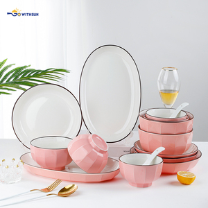 Nouvelle forme de diamant, mariage, taille personnalisée, logo en stock, <span class=keywords><strong>moins</strong></span> <span class=keywords><strong>cher</strong></span>, moderne, créatif, couleur émaillée, céramique rose, rouge, bleu, rond, assiette Libi - Product Image 6