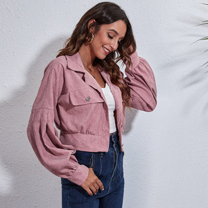 Vente flash : <span class=keywords><strong>Veste</strong></span> courte en <span class=keywords><strong>velours</strong></span> côtelé pour <span class=keywords><strong>femme</strong></span>, à boutons, style shacket, décontractée, manches longues, pour l'automne - Product Image 3
