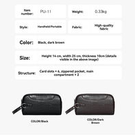 Tas Genggam Kulit PU Pria Pola Buaya Dompet Gelang 6 Slot Kartu Saku Ponsel Ritsleting Ganda Kapasitas Besar Anti Maling