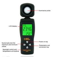 Luxmètre numérique LCD AS803 1-200000 Lux, testeur de luminance, photomètre à capteur intelligent, spectromètre, actinomètre, testeur de luminance