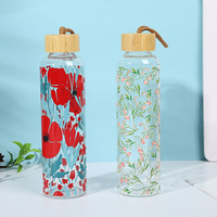Botol Air Kaca Portabel Ramah Lingkungan Grosir dengan Tutup Bambu dan Tali untuk Minum Langsung dan Air Mendidih