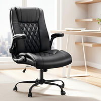 Chaise de bureau ergonomique à dossier haut en cuir PU pour usage domestique et commercial, avec accoudoirs rabattables – Vente en gros