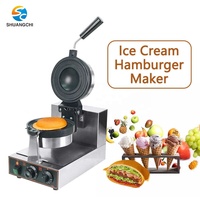 SHUANGCHI Nouvelle Machine à Hamburger UFO Commerciale Électrique, Machine à Panini, Gaufres et Gelato, en Acier Inoxydable avec Revêtement Antiadhésif 220V