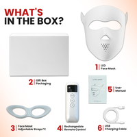 Masque de luminothérapie rouge 630nm 850nm, masque facial LED infrarouge 4-en-1 avec 3 niveaux de gradation, fournisseurs vérifiés 510K