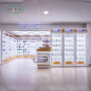 Vitrine en verre à LED en bois personnalisée avec rangement verrouillable au bas et dessus de table pour téléphone intelligent, atelier de réparation et centre commercial - Product Image 2