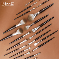 Professionnel 21 pièces ensemble de pinceaux de maquillage végétalien haute qualité cheveux synthétiques doux manche en bois ventilateur brosse crayon à sourcils pour correcteur