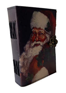 Carnet en cuir fait main avec impression Père Noël, style livre de sorts vintage, avec fermoir en C – Le cadeau idéal pour Noël et le Nouvel An (vente en gros) - Product Image 4