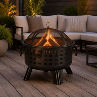 Brasero extérieur de 24 pouces, poêle à bois avec couvercle pour le chauffage du patio