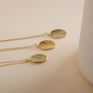 สร้อยคอแฟชั่นแบบขายส่ง สแตนเลส 316L ชุบทอง 14k 18k PVD ลายลายนิ้วมือ สำหรับผู้หญิงและผู้ชาย - Product Image 1